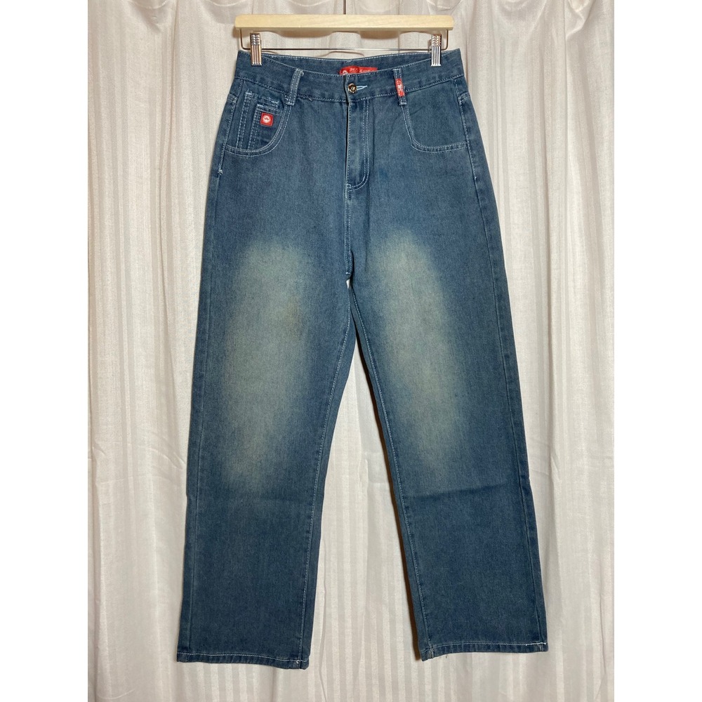 JNCO Inspired Jeans Wide Leg Baggy Denim Blue Medium Wash Y2K Skate Streetwear S